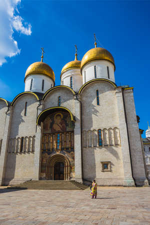 MOSCOW, RUSSIA - MAY 23: Cathedral Square of Moscow Kremlin in Russia on May 23, 2013. Square has developed in XIV century with construction of first cathedrals in architectural center of Kremlinのeditorial素材