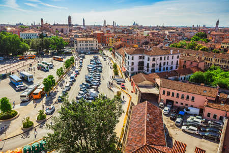 VENICE, ITALY - JUNE 26, 2014: View of Venice rooftops from above, Italyのeditorial素材