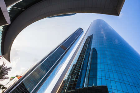 ABU DHABI, UAE - NOVEMBER 5: Etihad Towers on November 5, 2013 in Abu Dhabi, UAE. Etihad Towers is...