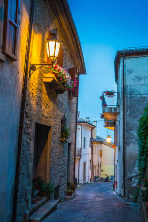 Evening street in the old town of San Marino, Italyの写真素材
