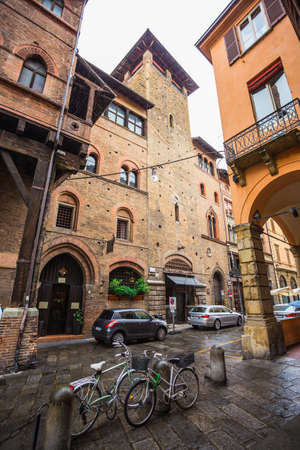 BOLOGNA, ITALY - 25 JUNE, 2014: General view of the downtown streetsのeditorial素材
