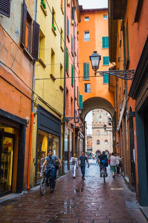 BOLOGNA, ITALY - 25 JUNE, 2014: General view of the downtown streets