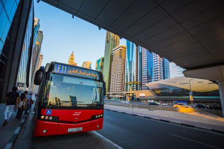 DUBAI, UAE - NOVEMBER 9: Modern skyscrapers, Sheikh zayed roads on November 9, 2013 in Dubai, United Arab Emirates. Dubai is the fastest growing city in the world.のeditorial素材