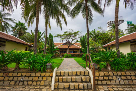 guest houses among palm trees, Southern Vietnamのeditorial素材