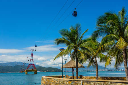 VINPEARL RESORT, NHA TRANG, VIETNAM - NOV 24, 2014 - Scenery outside VinPearl Resort. Vinpearl Cable Car is a 3,311 metres long gondola lift, which links Hon Tre Island with Nha Trang.のeditorial素材