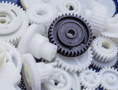 The plastic gear. Photo fragment of machine.の写真素材