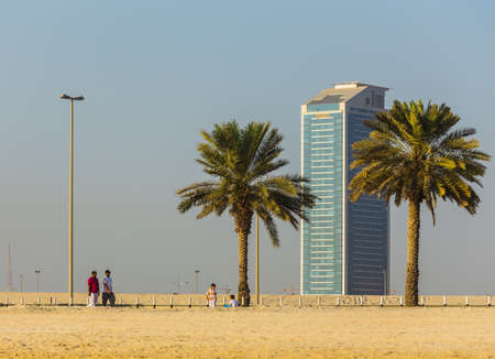 SHARJAH, UAE - NOVEMBER 01, 2013: General view of modern buildings in Sharjah. It is the most industrialized emirate in UAE.のeditorial素材