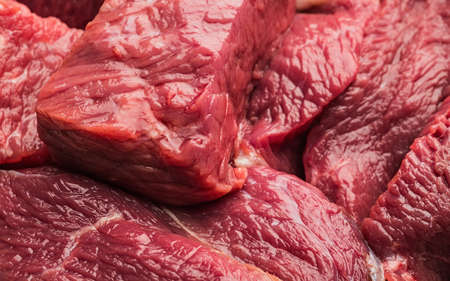 raw beef on white backgroundの写真素材