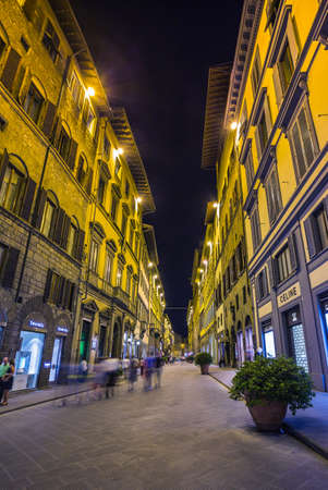 FLORENCE, ITALY - 23 JUNE, 2014: Night view of the town square in Florence Italyのeditorial素材
