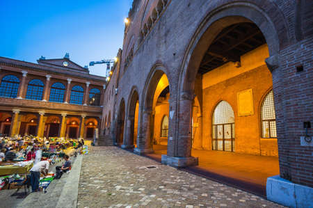 RIMINI, ITALY - JUNE 27, 2014: Street in the old town at nightのeditorial素材