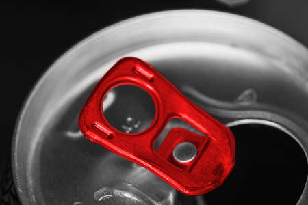 Top Down View of an Open Silver Soda Pop Canのeditorial素材