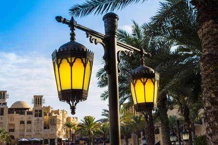 Arab street lanterns in the city of Dubai in the United Arab Emiratesの写真素材