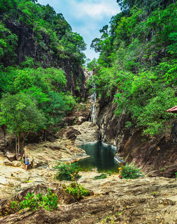 Waterfall on the island of Koh Chang in Thailandの写真素材