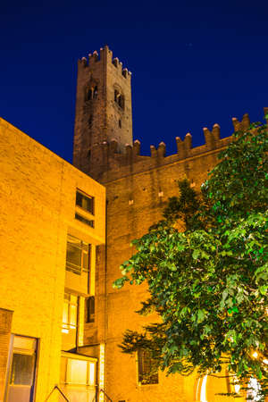 RIMINI, ITALY - JUNE 27, 2014: Street in the old town at nightのeditorial素材
