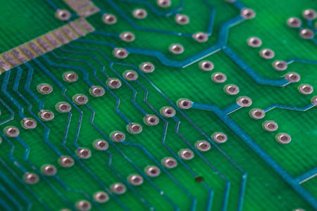 Close up of circuit board with electronic componentsの写真素材