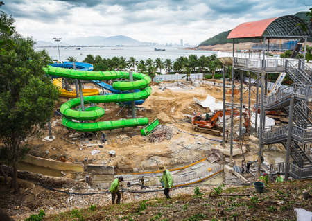 construction of the water park on the island Vinpearl near the town of Nha Trang in Vietnamの写真素材
