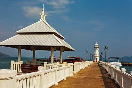 Koh Chang Thailand.  March 26, 2015. Lighthouse on a Bang Bao pier on Koh Chang Island in Thailandのeditorial素材