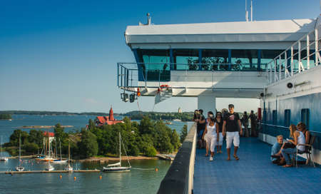 Helsinki, Finland, 9 AUG, 2009; Islands in the Baltic Sea near Helsinki in Finland from the top deck of the ferryのeditorial素材