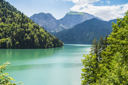 Alpine lake Ritsa in Abkhazia in the Caucasus mountains