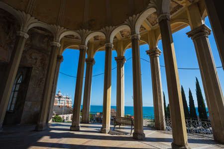 RNew Athos, JUNE 26, 2016. Ruin of  Railway station New Athosのeditorial素材