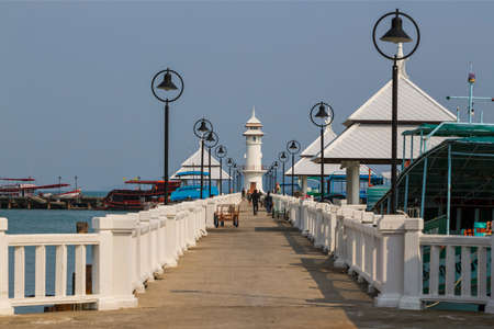 Koh Chang Thailand.  March 26, 2015. Lighthouse on a Bang Bao pier on Koh Chang Island in Thailandのeditorial素材