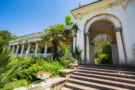 Gagra, Abkhazia 26 June 2016. Untouched from the time of collapse of the USSR Gagripsh railway stationのeditorial素材