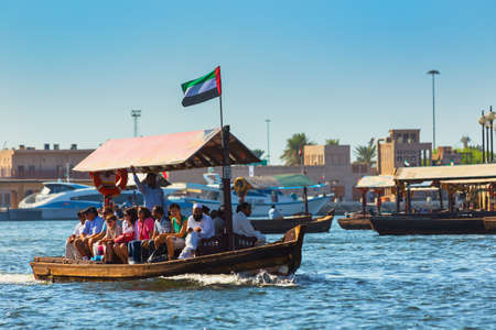 DUBAI, UAE - OCTOBER 30. 2013:  Boats on the Bay Creek in Dubai, UAEのeditorial素材