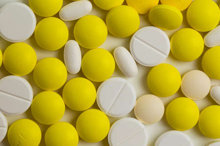 different colored pills in the pack closeupの写真素材