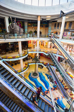SHARJAH, UAE - OCTOBER 29, 2013: Central Souq Mega Mall of Sharjah opened on December 2001 and becoming one of leading retail and leisure destinations in UAE. It is one of largest malls in UAE at 800,000 sq. ft.のeditorial素材