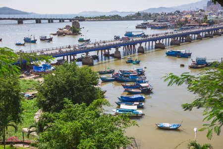 Vietnam. Nha Trang. Cham towers. View of the river Kai and the cityのeditorial素材