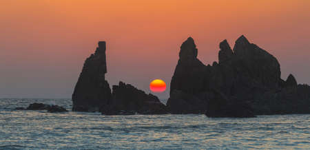 The Sunset at Arambol in March. Goa. Indiaの写真素材