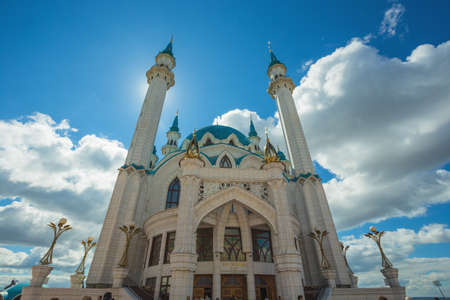 Russia, Kazan, 13 AUGUST 2017.Muslim mosque with blue domes in the Kazan Kremlinのeditorial素材