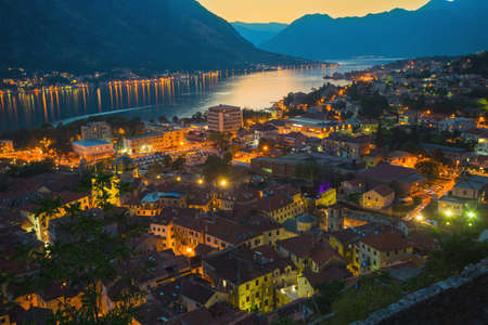 Montenegro. 1 August, 2017. Top view of the Bay of Kotor and the old town. Europe. Montenegroのeditorial素材