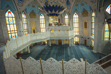 Russia, Kazan, 13 AUGUST 2017.Interior Muslim mosque with blue domes in the Kazan Kremlinのeditorial素材