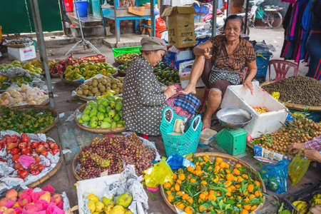 Vietnam. DEC 1, 2014.  Exotic fruits in the Asian market in Vietnamのeditorial素材
