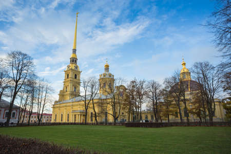 Russia, St. Petersburg, November 13, 2017. Architectural ensemble The Peter and Paul Cathedral is located in St. Petersburg on an island in the center of the Peter and Paul Fortressのeditorial素材