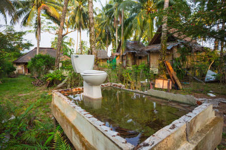 Houses destroyed by the tsunami for holiday travelersの写真素材