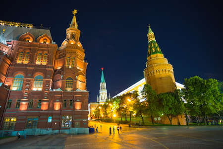 Beautiful and Famous Night view of Moscow near the Kremlin Palaceのeditorial素材