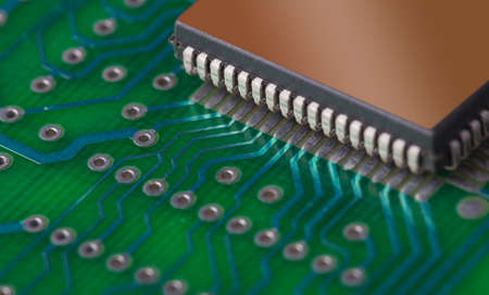 Close up of circuit board with electronic components