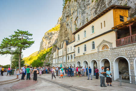 Montenegro, Danilovgrad. July 31, 2017. Monastery Ostrog in the mountains, a functioning Serbian Orthodox monastery, located at an altitude of about 900 m above sea level. Founded in the XVII centuryのeditorial素材
