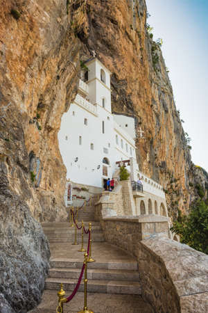 Montenegro, Danilovgrad. Monastery Ostrog in the mountains, a functioning Serbian Orthodox monastery, located at an altitude of about 900 m above sea level. Founded in the XVII centuryの写真素材