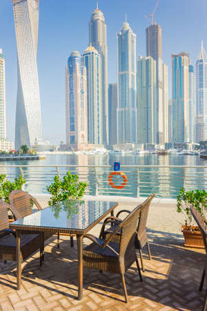 DUBAI, UAE - NOVEMBER 13: High rise buildings and streets nov 13. 2012  in Dubai, UAE. Dubai was the fastest developing city in the world between 2002 and 2008.のeditorial素材