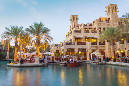DUBAI, UAE - NOVEMBER 15: View of the  Souk Madinat Jumeirah.Madinat Jumeirah encompasses two hotels and clusters of 29 traditional Arabic houses. Nov 15, 2012 in Dubaiのeditorial素材