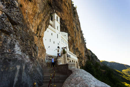 Montenegro, July 31, 2017. Monastery Ostrog in the mountains, a functioning Serbian Orthodox...