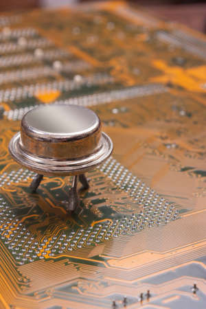 Radio components laid out on the electronic circuit