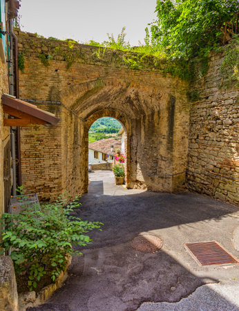 typical Italian street in a small provincial town of Tuscan, Italy, Europe