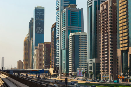 DUBAI, UAE - NOVEMBER 2: Dubai Metro as the world's longest fully automated metro network (75 km) on November 2, 2013, Dubai, UAE.のeditorial素材