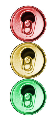 metal beer cans isolated on white background