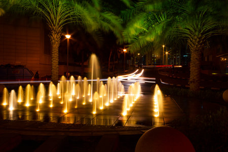 DUBAI, UAE - NOVEMBER 16: Nightlife in Dubai Marina. U.A.E. November 16, 2012. Dubai was the fastest developing city in the world between 2002 and 2008.のeditorial素材
