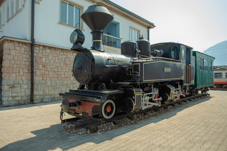 old locomotive at railway station Podgorica in Montenegro